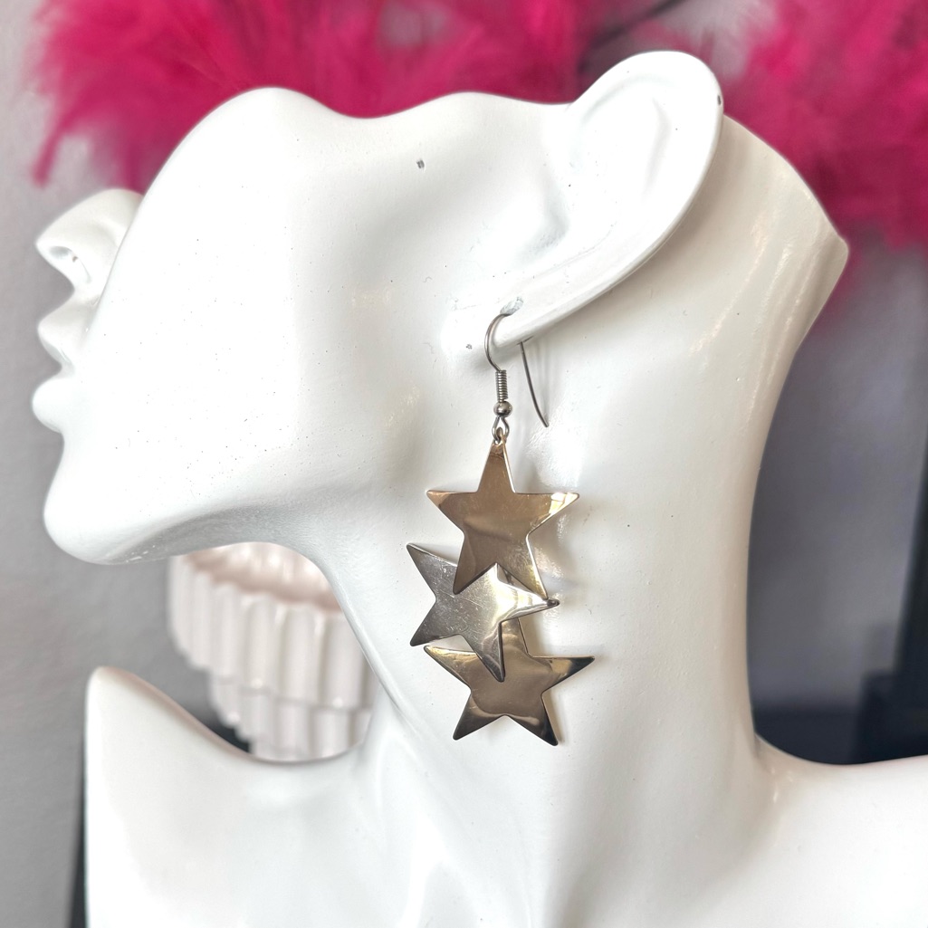 Triple Star Dangle Earrings